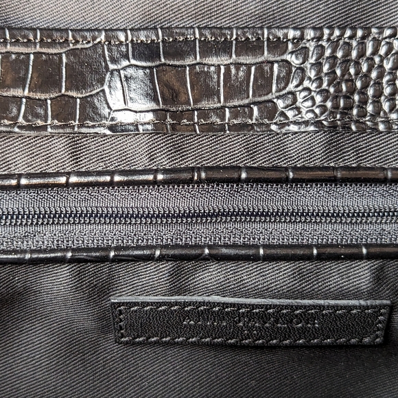 Ann Taylor Handbag Black Leather Suede  Double Handles Multiple Pockets A83 - Picture 12 of 14